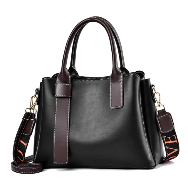 Soft Leather Large Capacity Women's Handbag Fashion Trendy One shoulder Crossbody Bag Black - Shop at LoveMi