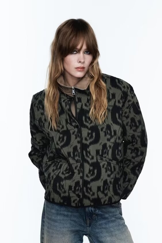 Women's Coat Animal Pattern Printed Cotton-padded Jacket Coat
