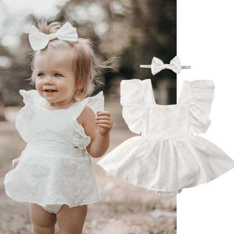 Girl Dress Onesie Baby Solid Color