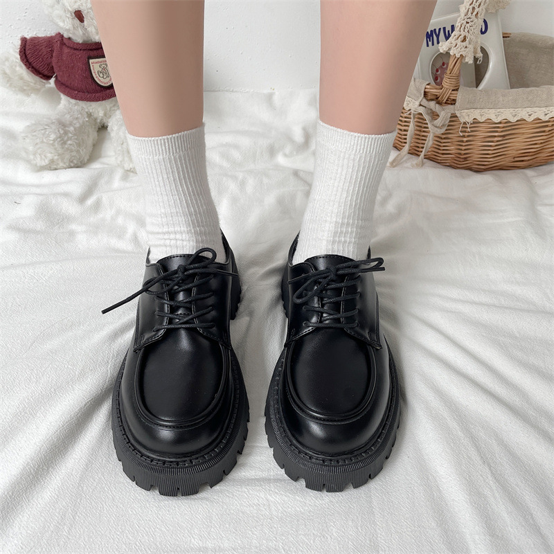 Black Large-size Leather Shoes Womens New Spring Autumn Style