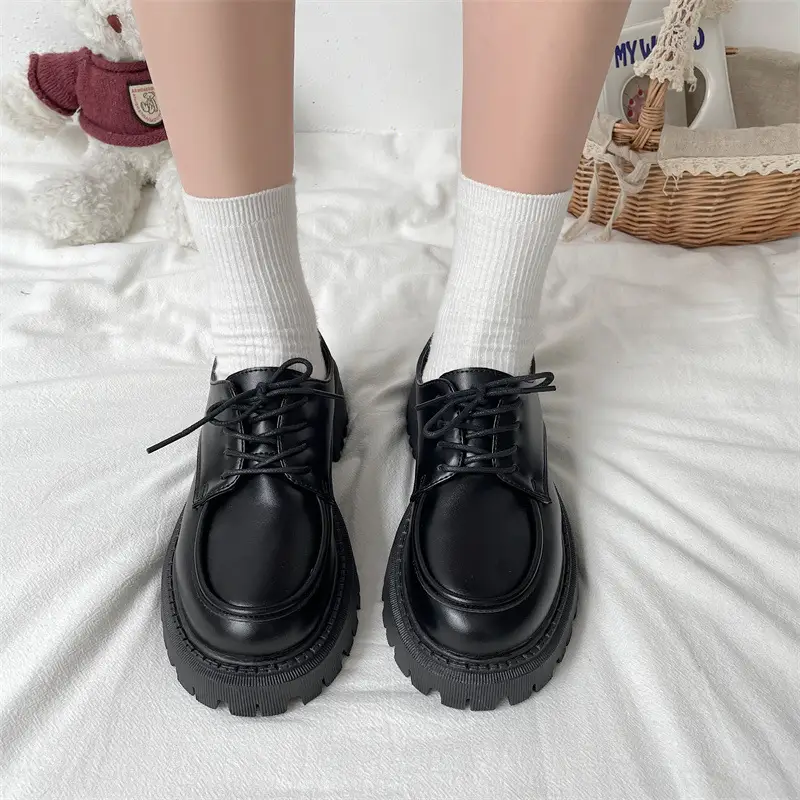 Black Large-size Leather Shoes Womens New Spring Autumn Style
