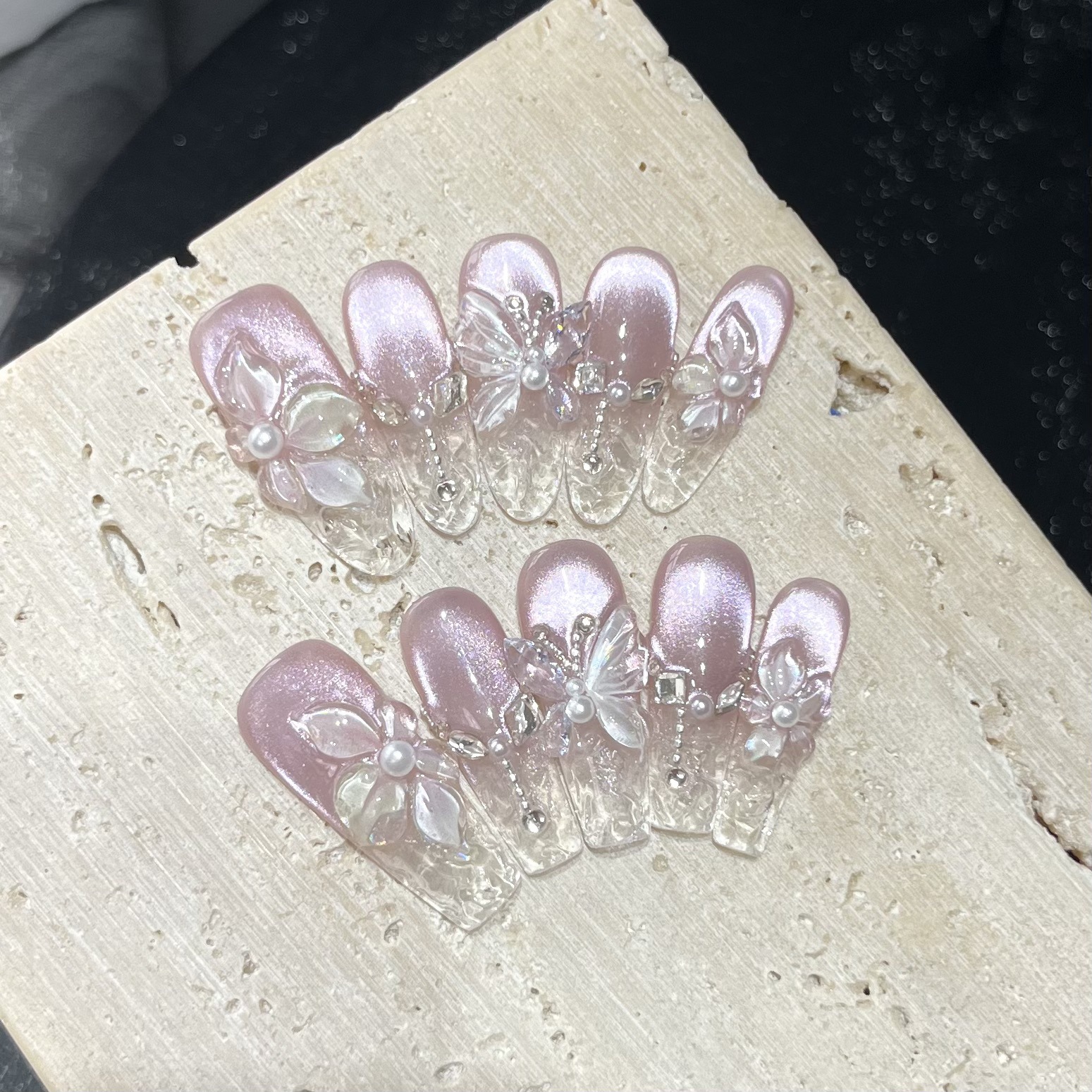 Hand-carved Three-dimensional Flower Petalspurely Handmade Wearable Nails