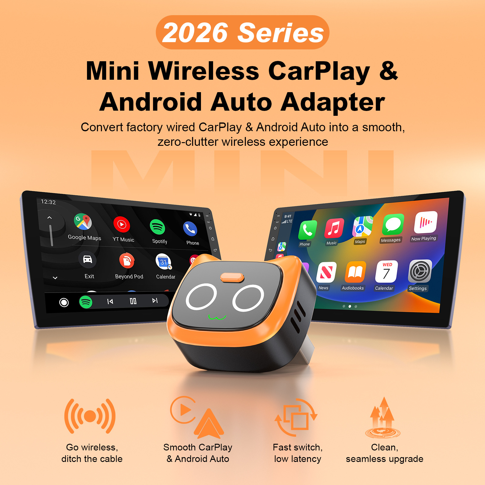 New Wireless CarPlay Box, 2-in-1 Android Auto In-car Connectivity Box