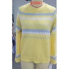 European And American Plus Size Women's Clothes Round Neck Pullover Stripe Sweater Sweater - Yellow - View 1