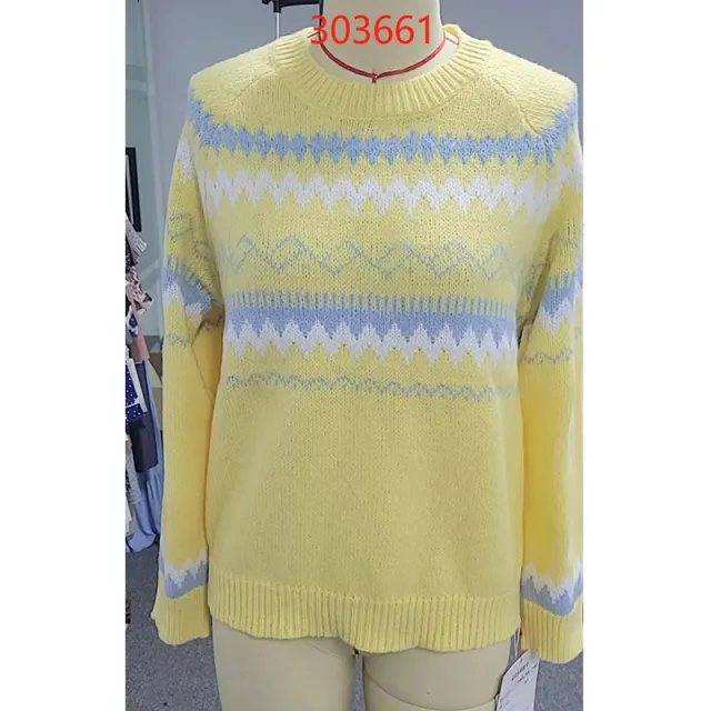 European And American Plus Size Women's Clothes Round Neck Pullover Stripe Sweater Sweater Yellow - Shop at LoveMi