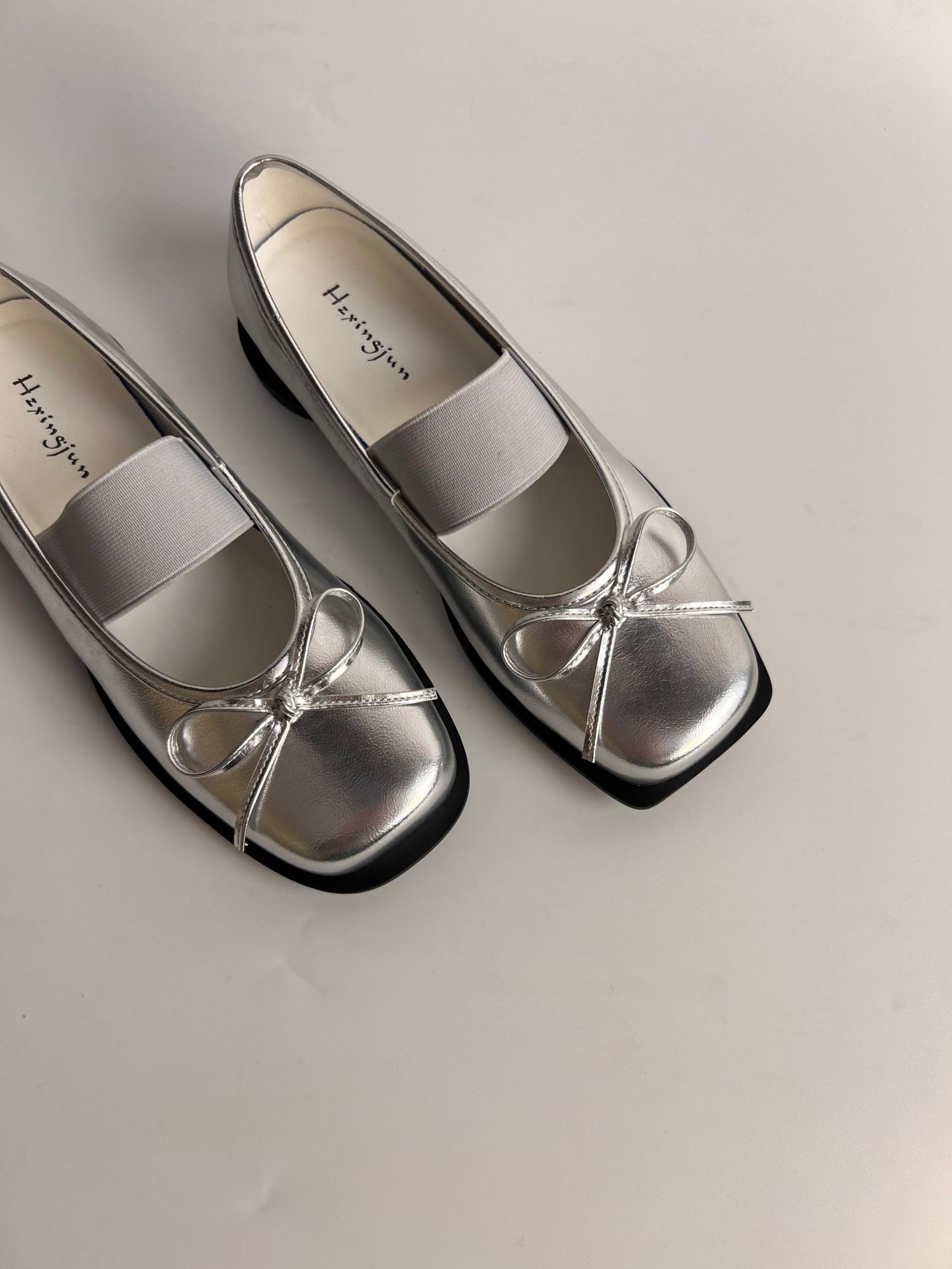 Womens Bow-Knot Genuine Leather Ballet Flats With Thick Soles