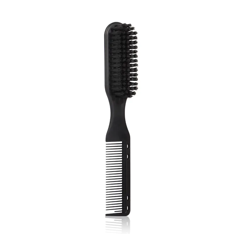 Striped Men's Shaving Brush Red White Blue Broken Hair Brush Haircut Cleaning Hairdressing Brush - H163 Black Brush Comb