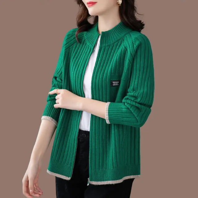 New Outerwear Loose And Stylish Long Sleeves Outer Match Knitted Cardigan Women's Sweater Coat Green - Shop at LoveMi