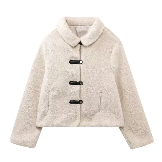 Fashionable All match Fleece Short Jacket Beige - Shop at LoveMi