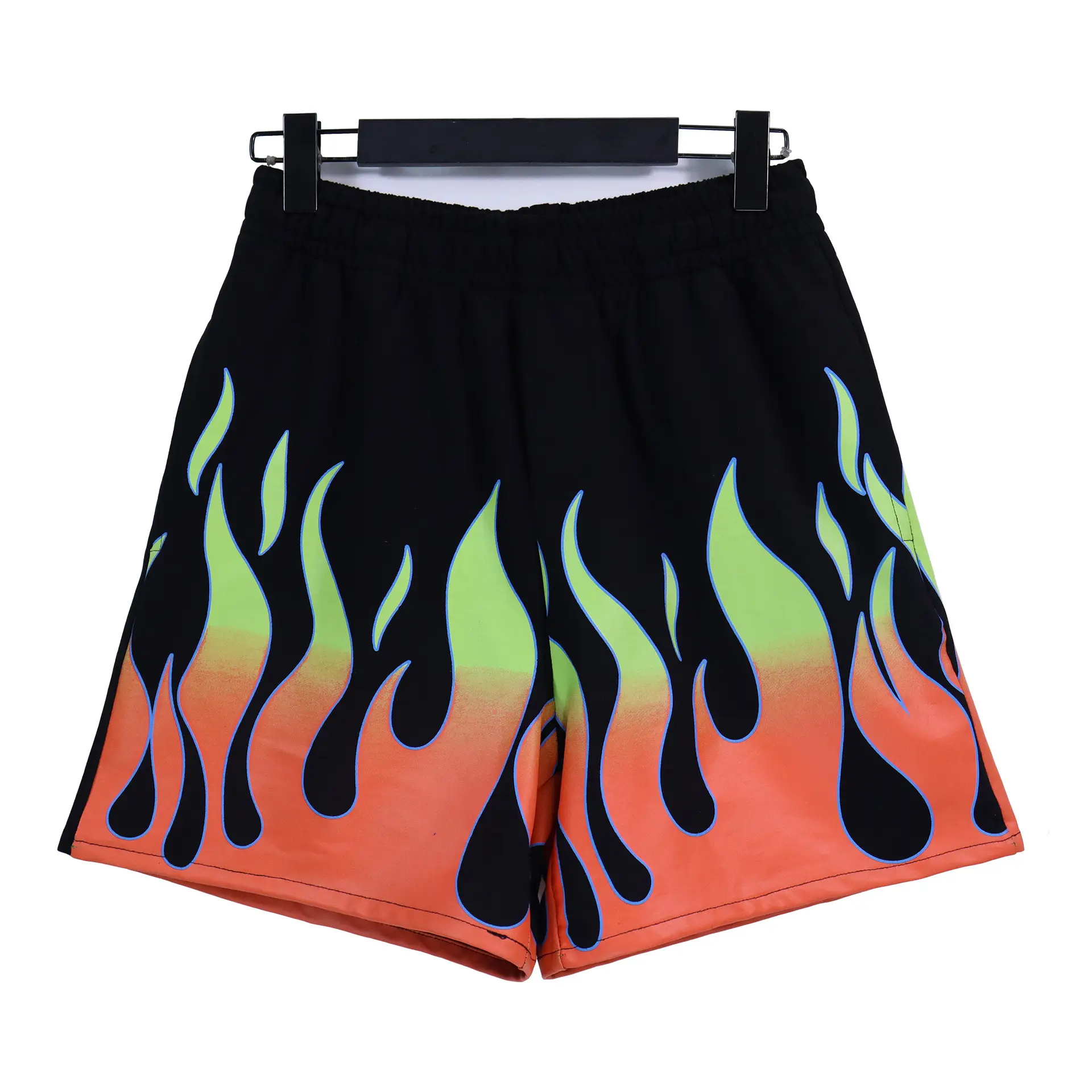 High Street Flame Print Drawstring Loose Men's Athletic Shorts