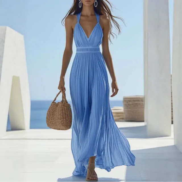 Womens Light Blue Chiffon Maxi Dress Blue - Shop at LoveMi