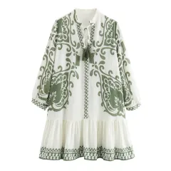 European And American Style Printing Vacation Style Mini Dress - View 1