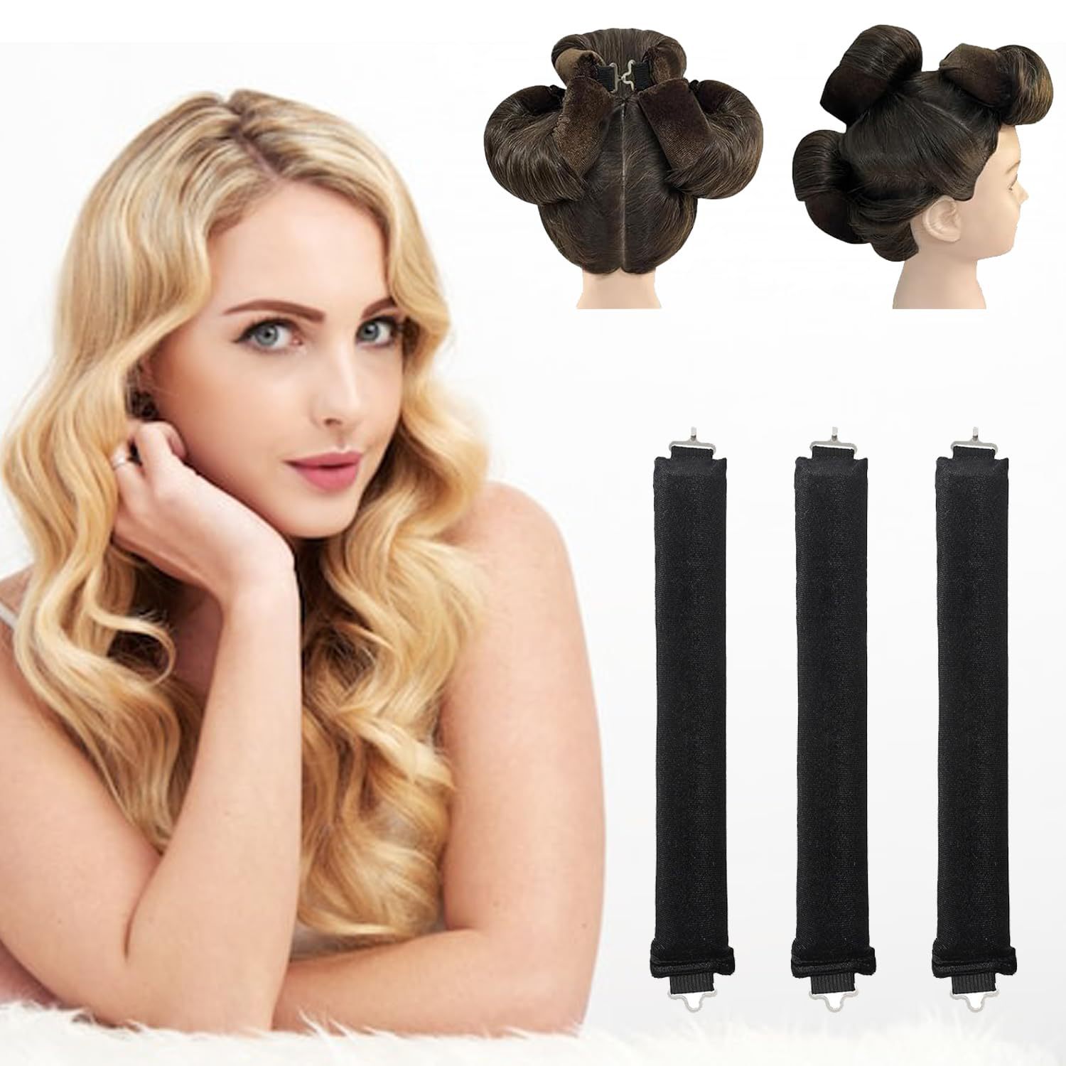 Title 3, 3 Hooks Heat-free Hair Curler Large Tool Rubber...