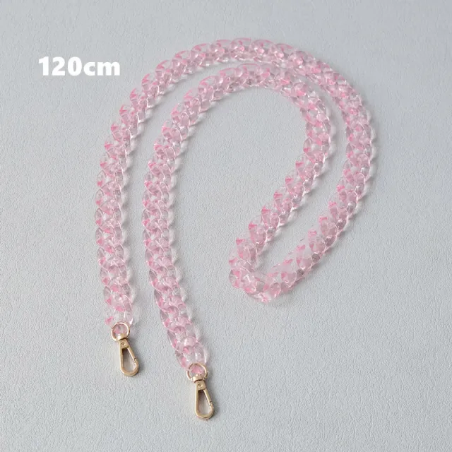 Fashion Color Transparent Fishbone Acrylic Resin Necklace Pink 120Cm - Shop at LoveMi