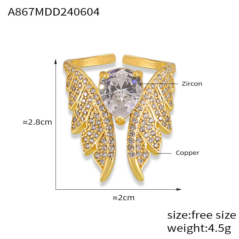 Temperament Elegant Copper Inlaid Zircon Ring