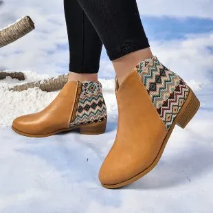 Plus Size Pointed Martin Boots Side Zipper Women Yellow - Shop at LoveMi