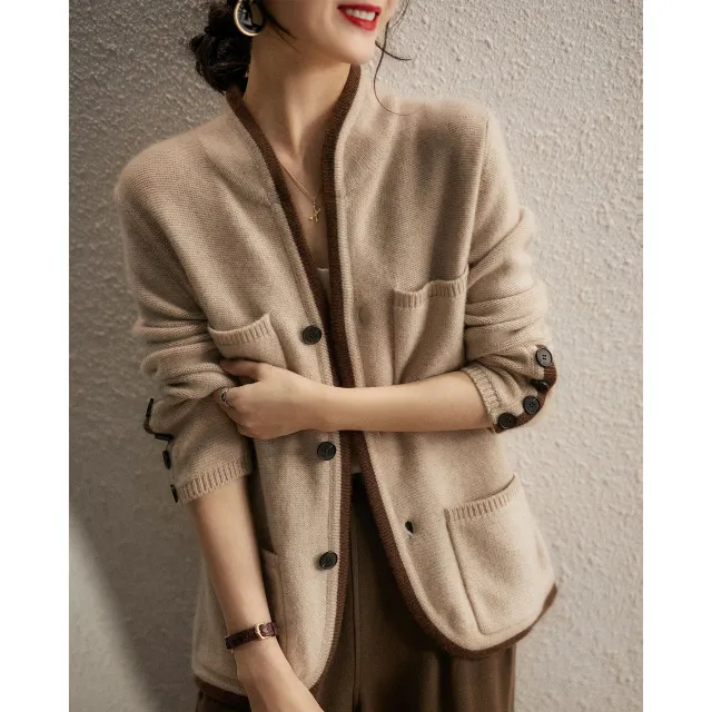 Women's Knitwear Cardigan Outerwear Sweater Korean Style Apricot - Shop at LoveMi