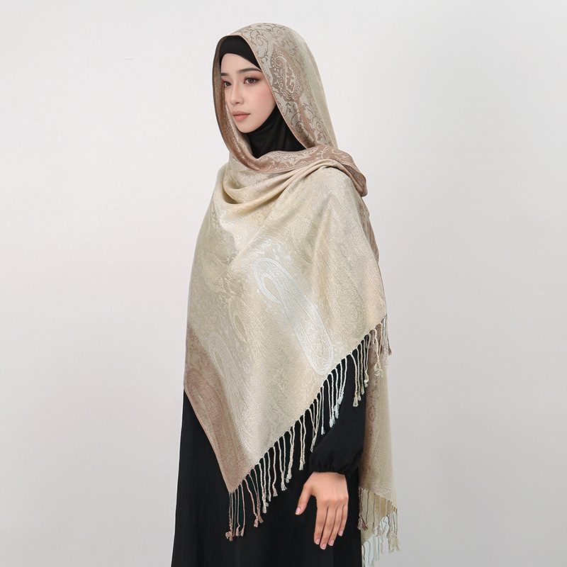 Jacquard Tassel Shawl An Outer Layer For Sun Protection And Breathability Perfect As A Womens Scarf