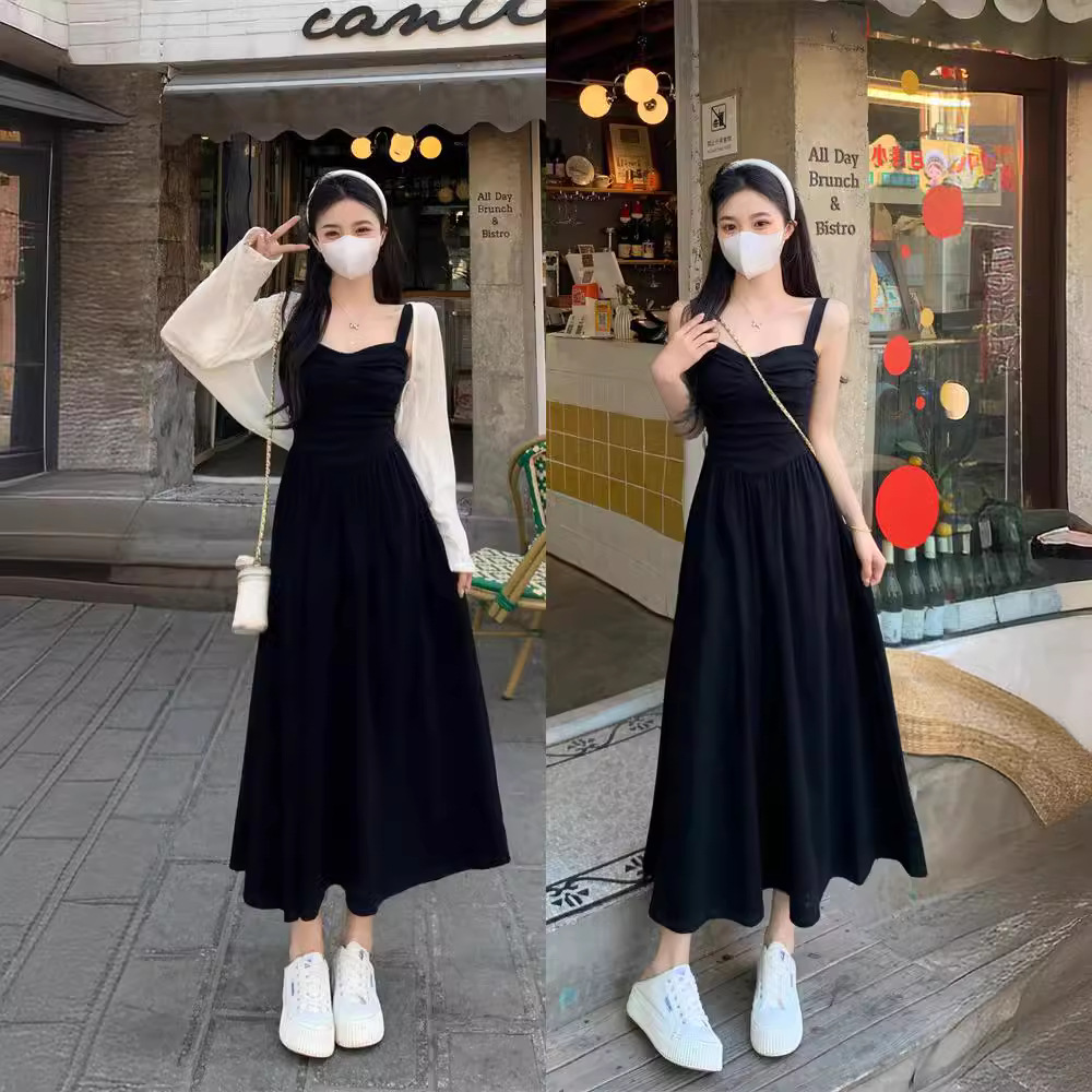 Womens Retro Defined Waist Plus-Size Strap Sleeveless Dress