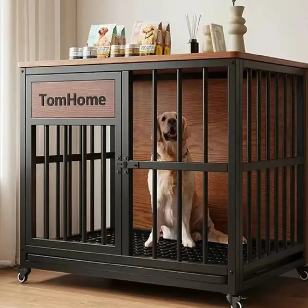 Integrated Reinforced Dog Crate And Villa-style Kennel