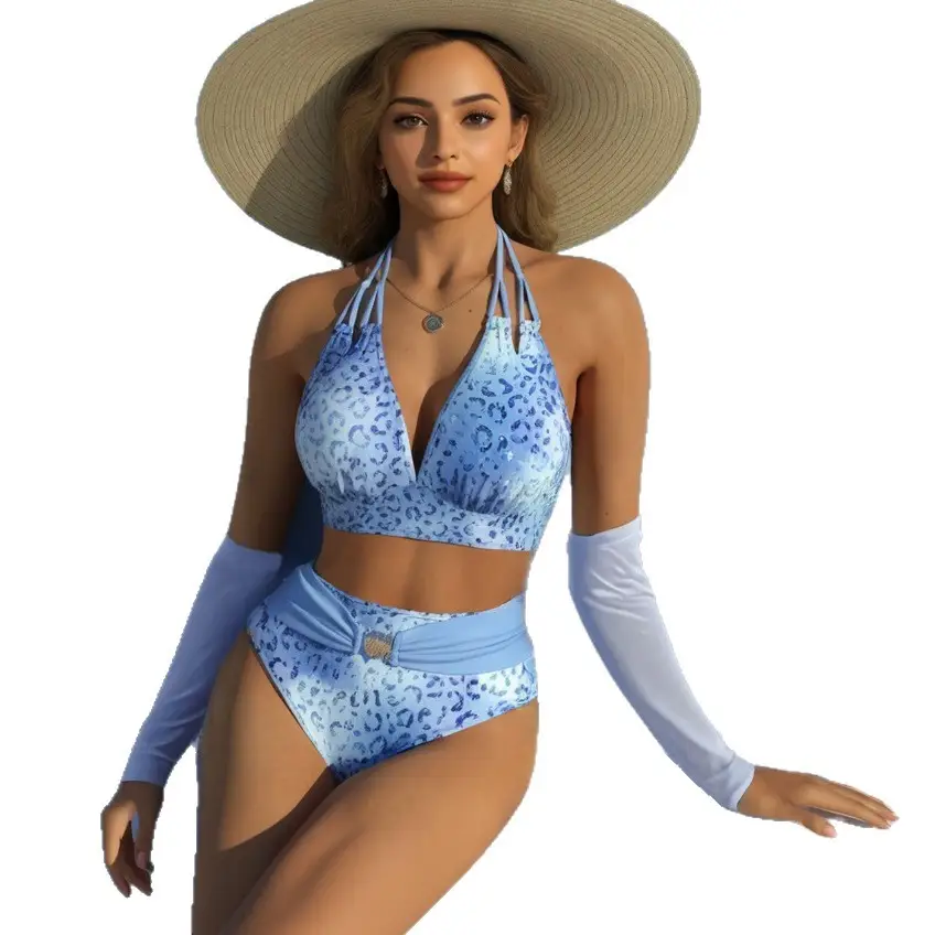 Gradient Leopard-print Bikini For Beach, Spa, And Bathing