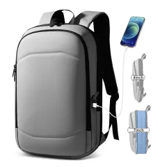 Computer Backpack Belt USB Charger Port - Gray - View 1