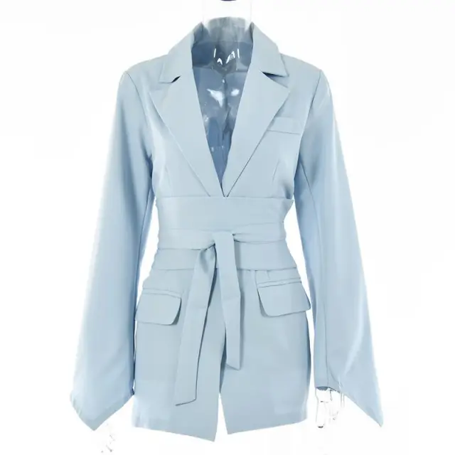 Women's Suit Jackets Top Waist Slimming Elegant Small Suit Light Blue - Shop at LoveMi
