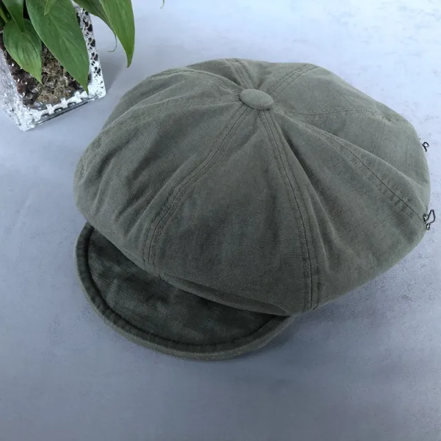 Minimalist Washed Cotton Solid Color Beret Children Army Green - Shop at LoveMi