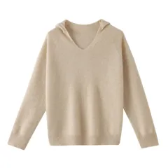 Pure Wool Skin-friendly Front Line Ready-made Garments Hooded Sweater - Raw Velvet Rice - View 1