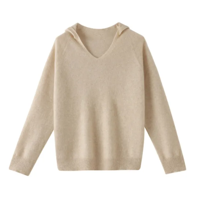 Pure Wool Skin friendly Front Line Ready made Garments Hooded Sweater Raw Velvet Rice - Shop at LoveMi
