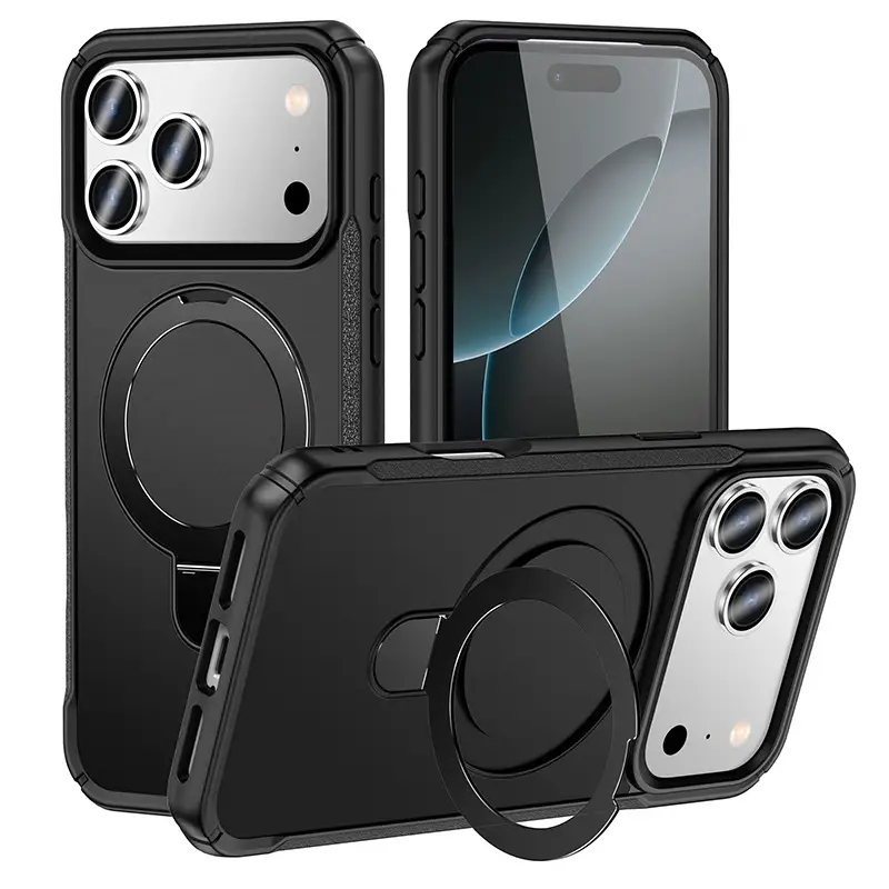 Metal Magnetic Bracket Four-corner Drop-resistant High-end PC Protective Cover Phone Case