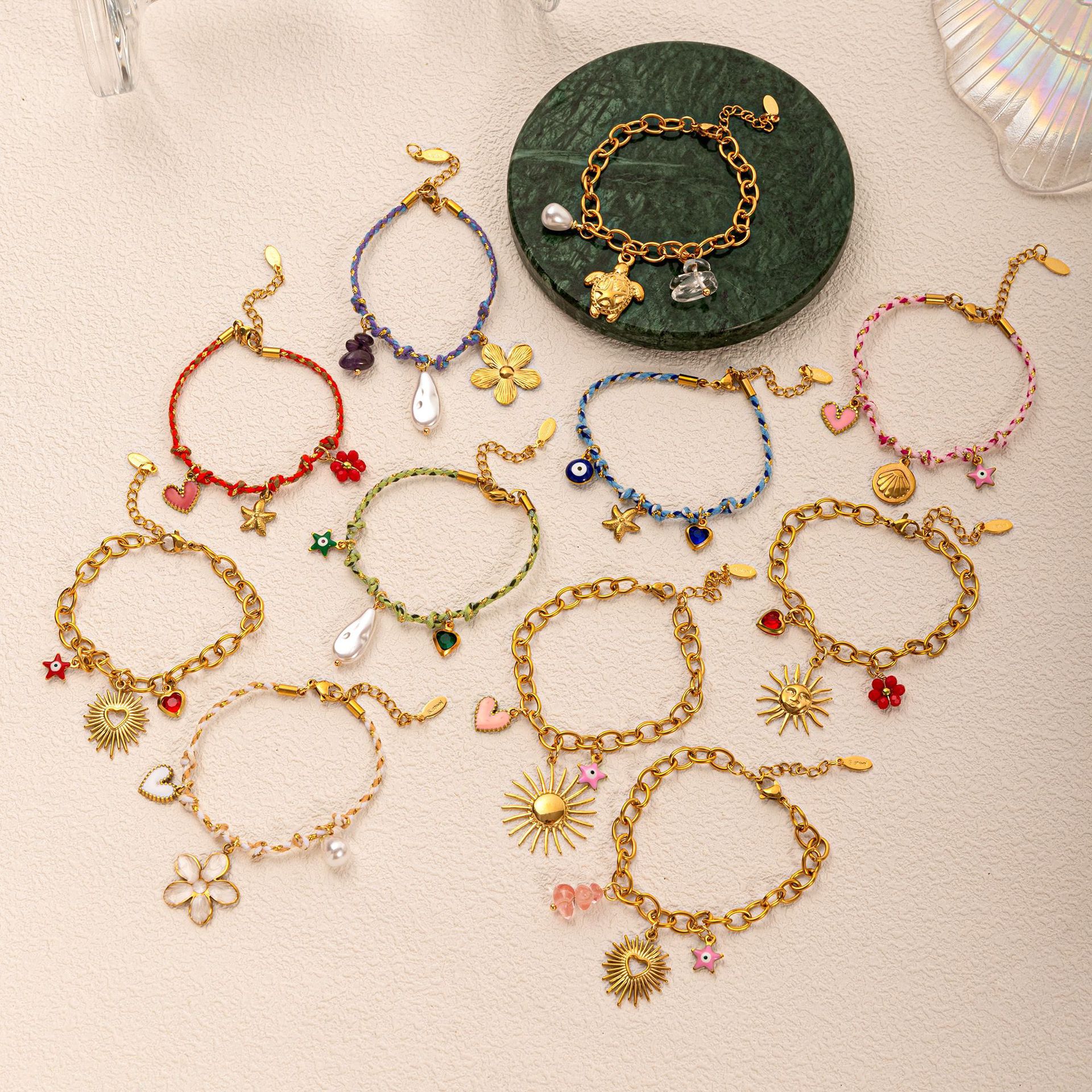 New Handmade Colorful Braided Rope Titanium Steel Bracelet For Women