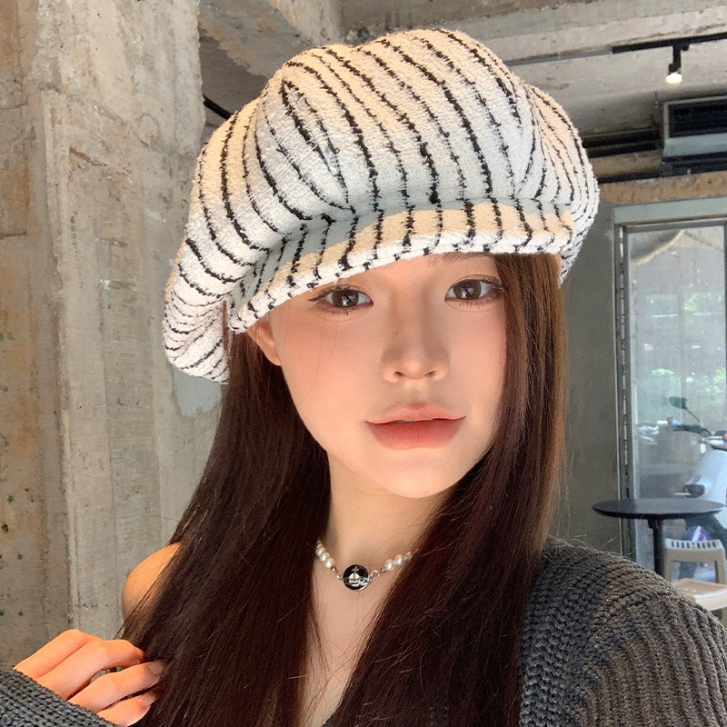 Women's Striped Cloud All-Match Artistic Painter's Octagonal Beret
