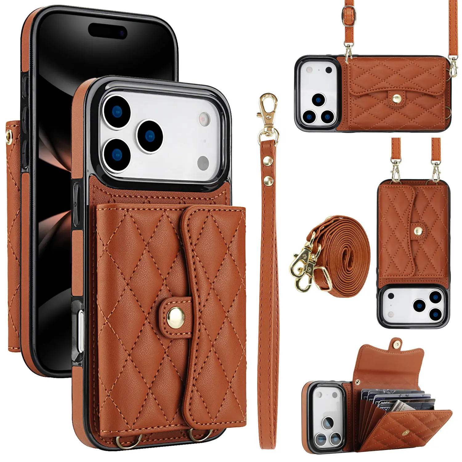 Phone Case Protective Leather Cover Crossbody Shoulder