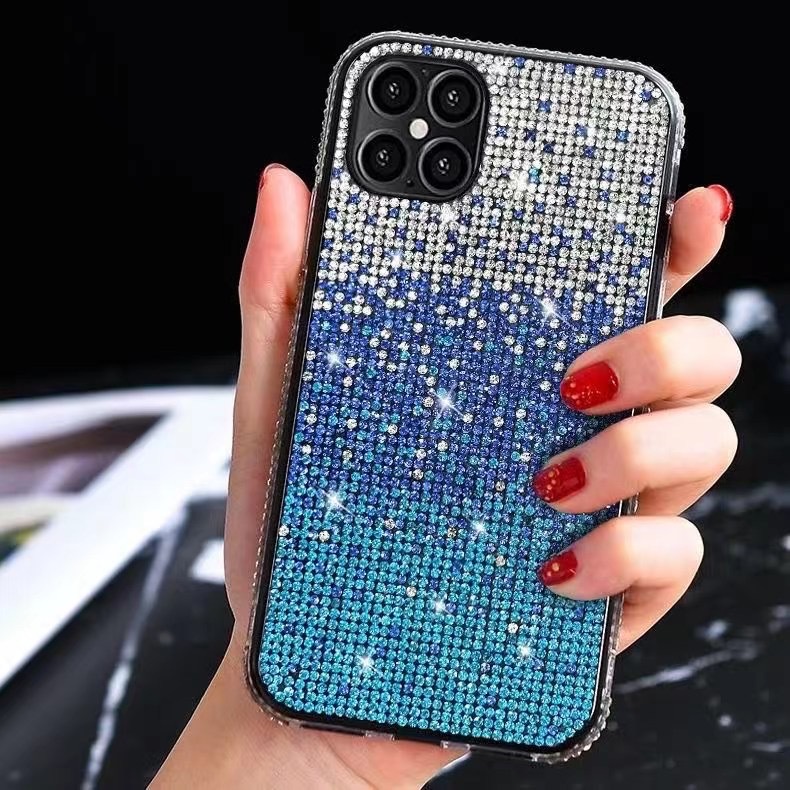 Gradient Edge Diamond Phone Case Starry Sky Rhinestone