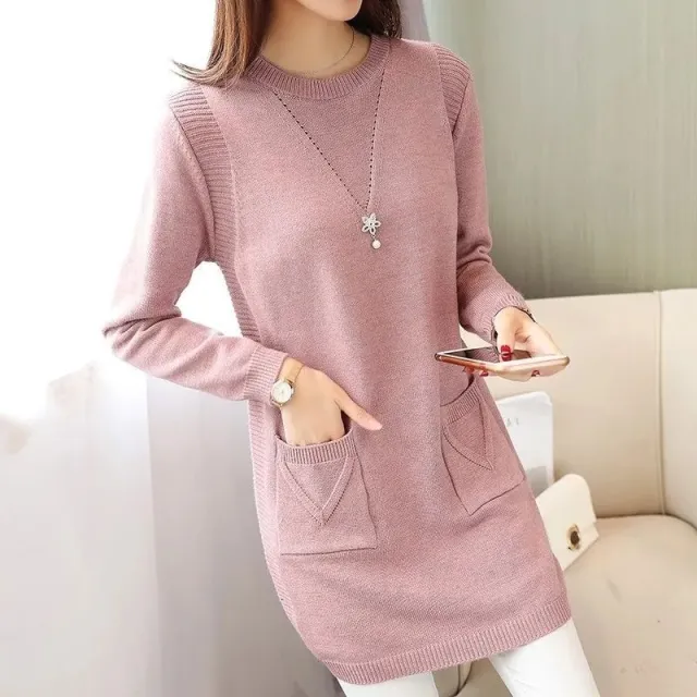 Thickened Mid length Knitted Dress, Women's Style Pink - Shop at LoveMi