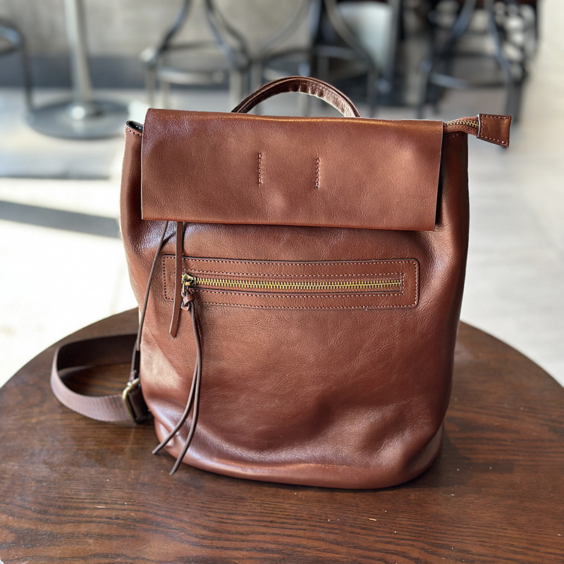 Sac à dos en cuir véritable de grande capacité pour femme – Image 4
