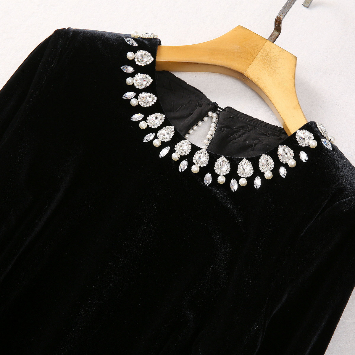Velvet Long-Sleeve Beaded Dress, picture 5 of 5