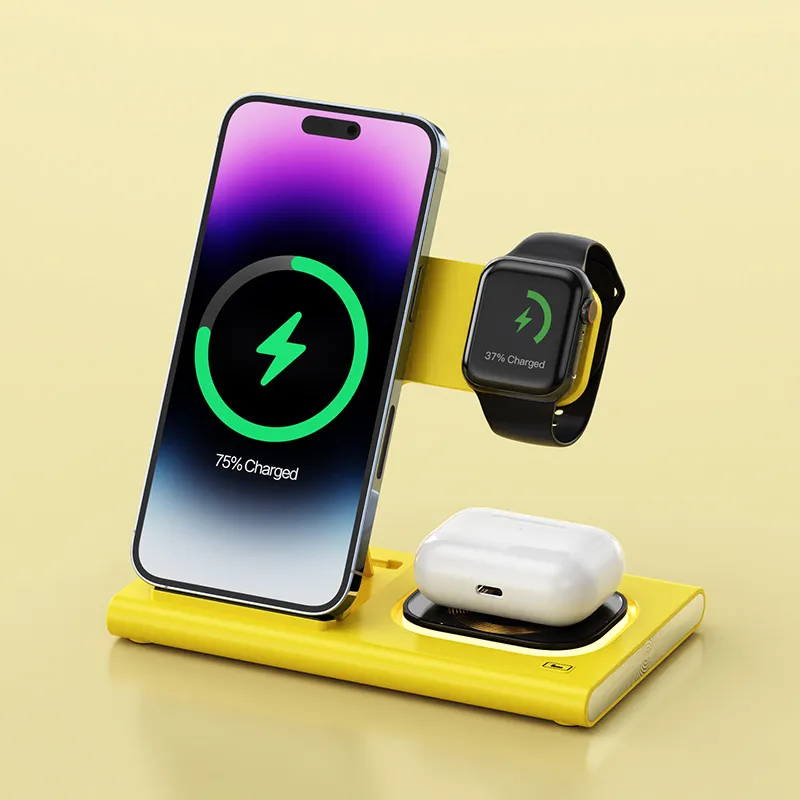 3 IN 1 15W Wireless Charging Charger Magnetic Desktop Night Light Iwatch Fast Charging Stand Gift Customization – image 5