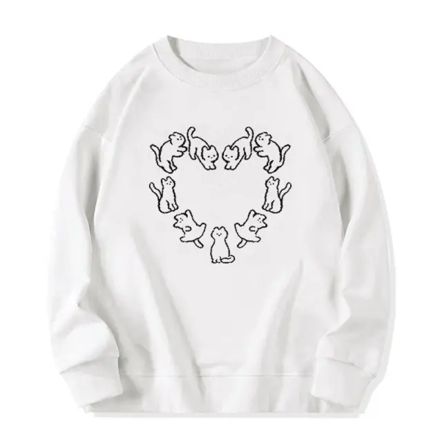 Loose Slimming Casual All match Round Neck Sweater White Cotton Thin - Shop at LoveMi