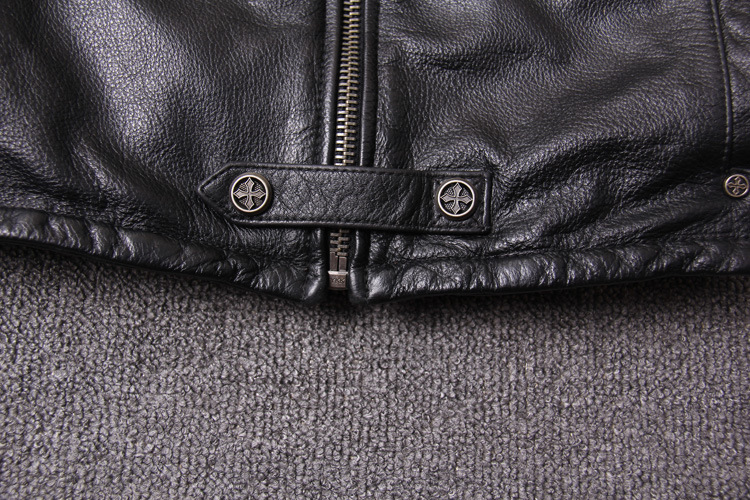Short Stand-up Collar Slim Fit Trendy Leather Jacket For Men