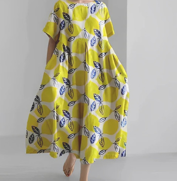 Loose Round Neck Advanced Short Sleeve Printing Dress Bj113123411273 - Shop at LoveMi