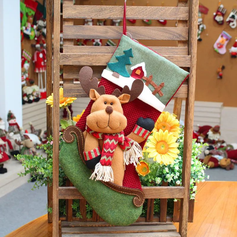 Christmas Socks Gift Bag Holiday Bag Tree Pendant Show Window Decorations 45cm - Christmas Elk X 45X20Cm