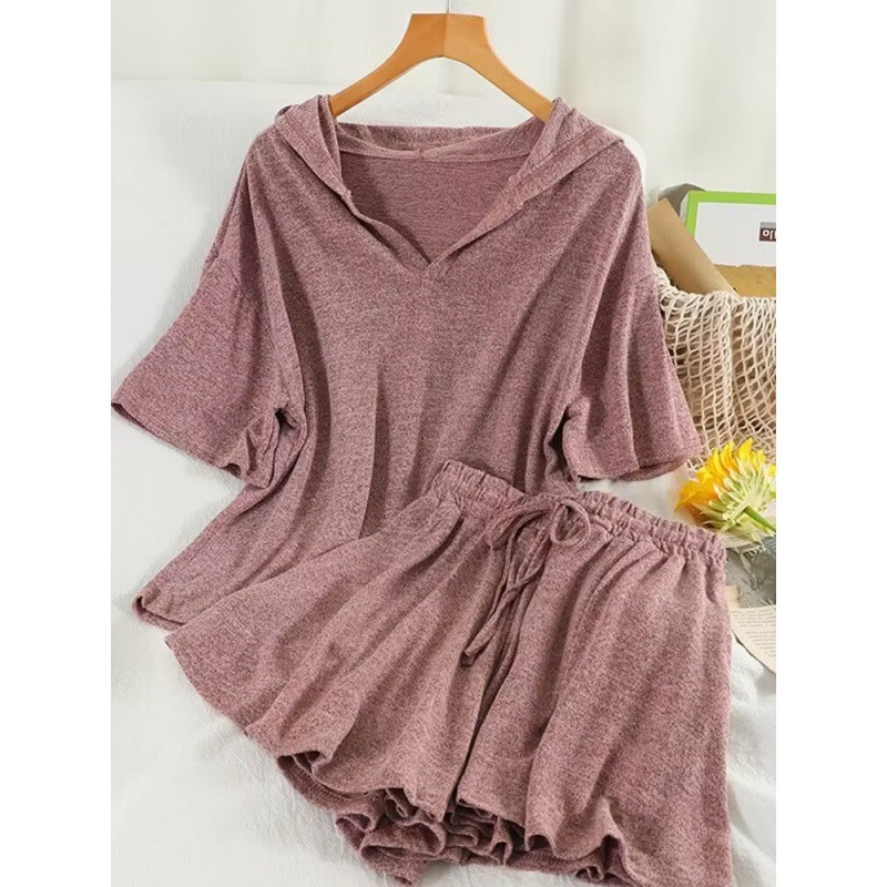 Summer New Loose Fashion Hooded Short Sleeve Shorts Two-piece Set