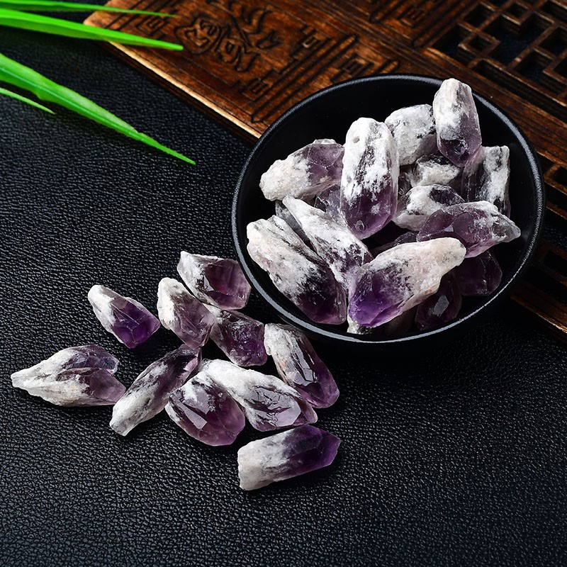 Title 23, Natural White Purple Citrine Rough Stone Ornaments