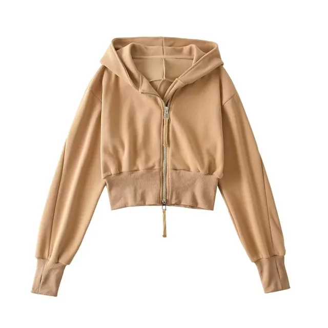 European And American Street Sports Fashion Casual Double Zip Patchwork Hoodie Khaki - Shop at LoveMi