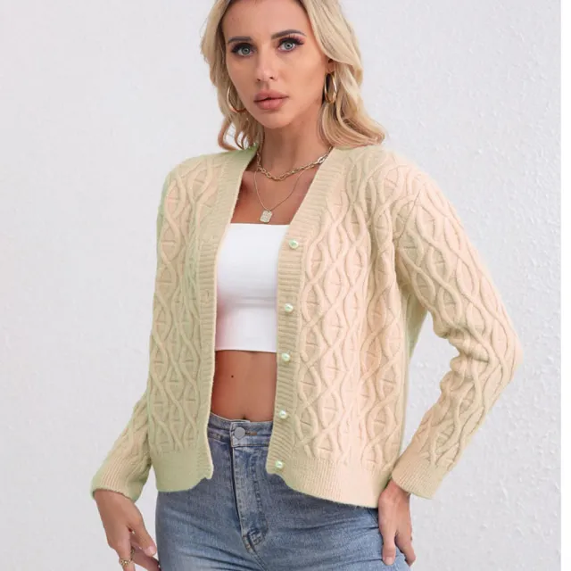 Women's Fashionable Knitted Twist Coat Apricot - Shop at LoveMi