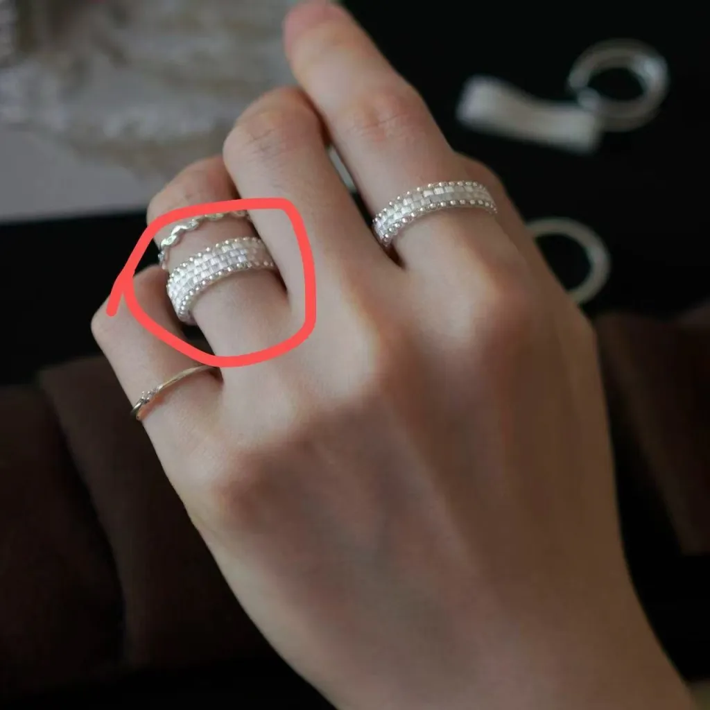 Glaze Bead Handmade String Ring Retro Minority Design High-grade Ring For Women - Five