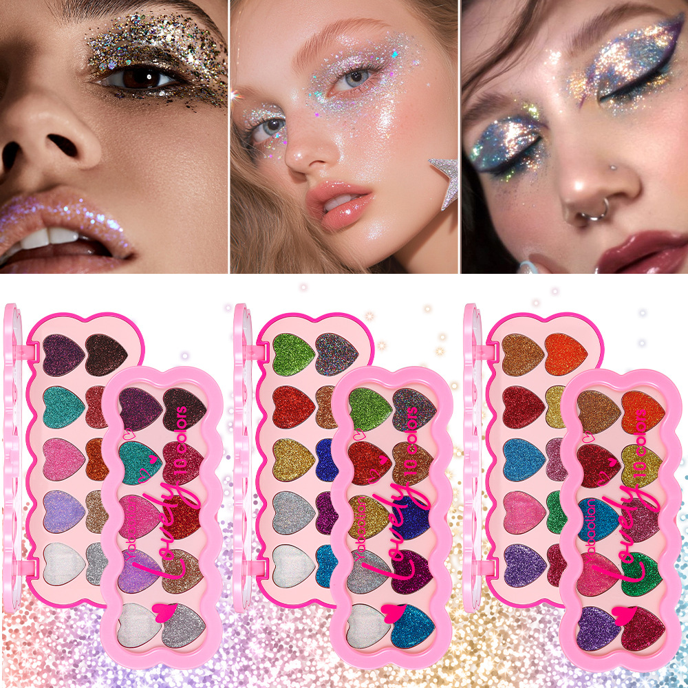 Pearlescent Heart Ten-color Sequins Eye Shadow