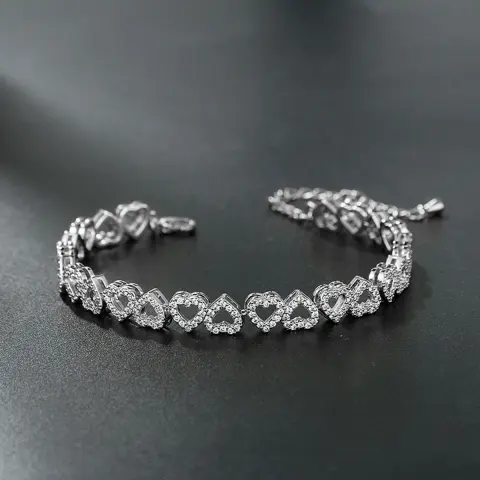 Girl's High-grade Diamond Bracelet with Full Heart